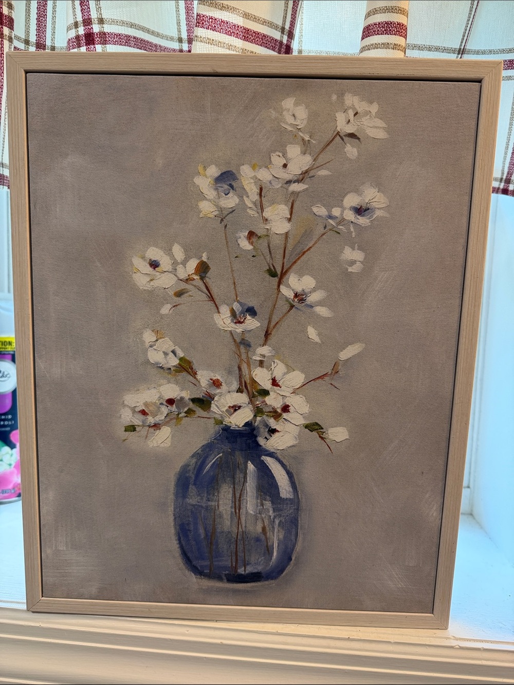 Blue Vase Floral Wall Art Print - Neutral Floral Home Accent